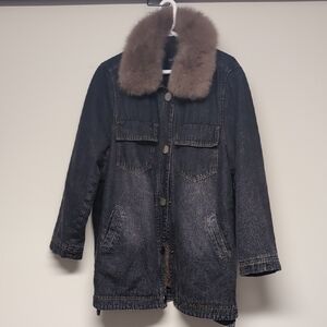 TaylorMade Denim Jacket with Brown Faux Fur Collar
